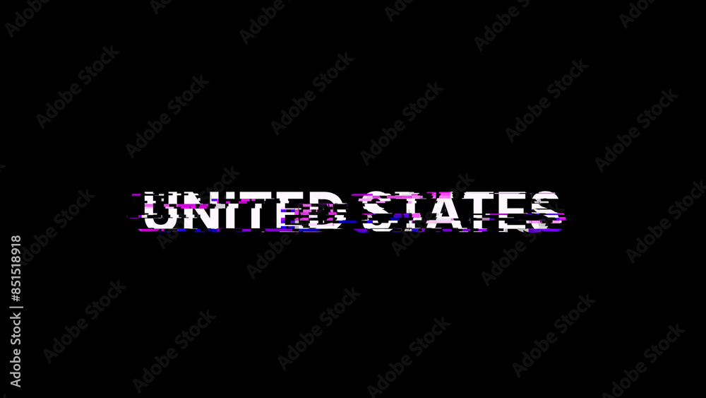 3D rendering United states text with screen effects of technological glitches 3D rendering United states text with screen effects of technological glitches