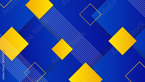 Gradient blue and yellow geometric models background. Simple design template