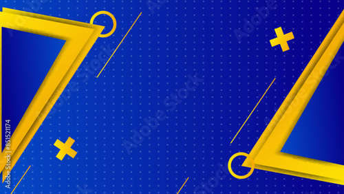 Gradient blue and yellow geometric models background. Simple design template