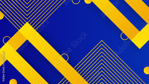 Gradient blue and yellow geometric models background. Simple design template