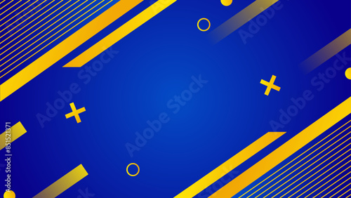 Gradient blue and yellow geometric models background. Simple design template