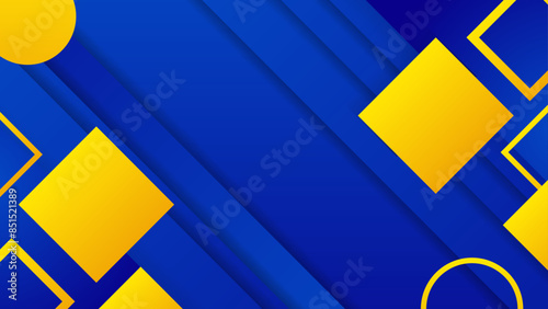 Gradient blue and yellow geometric models background. Simple design template