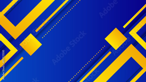 Gradient blue and yellow geometric models background. Simple design template