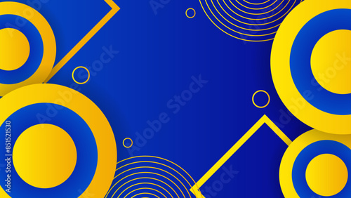 Gradient blue and yellow geometric models background. Simple design template