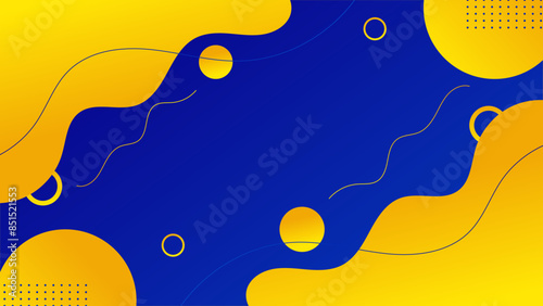 Gradient blue and yellow geometric models background. Simple design template