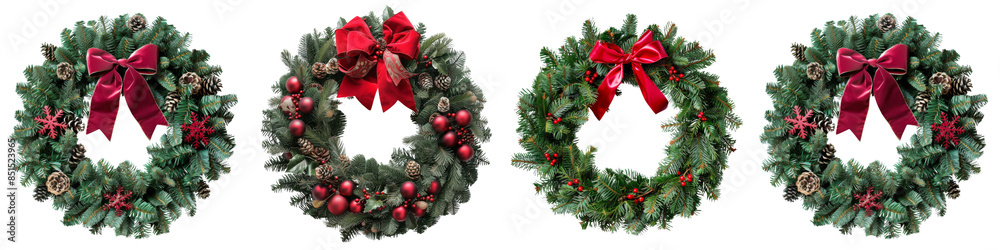 Collection of christmas wreath isolated on transparent or white background Collection of christmas wreath isolated on transparent or white background