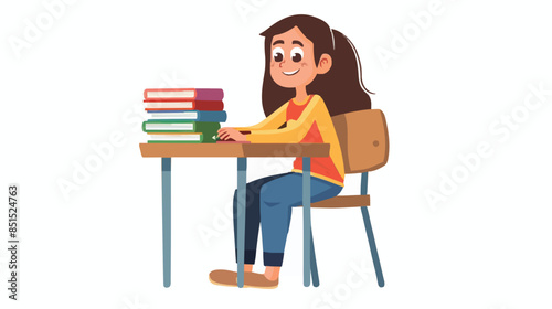 Cute school kids studying doing homework together at the desk