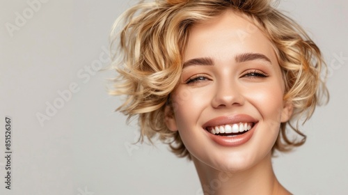 A woman with blonde hair and a smile on her face