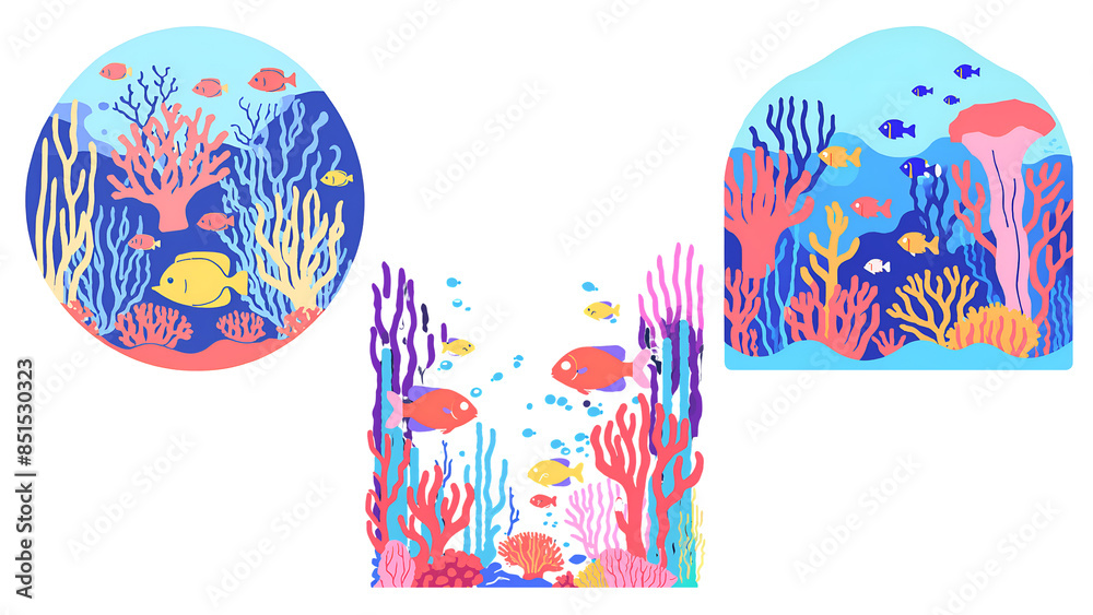 Underwater graphic scene Underwater graphic scene