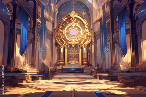 Golden Hall with an Ornate Circular Structure