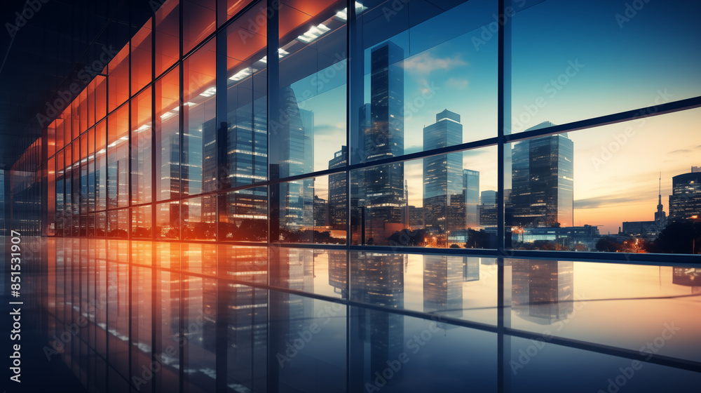 glass wall of modern business office building glass wall of modern business office building