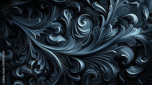 Dark Blue Floral Pattern © OlScher