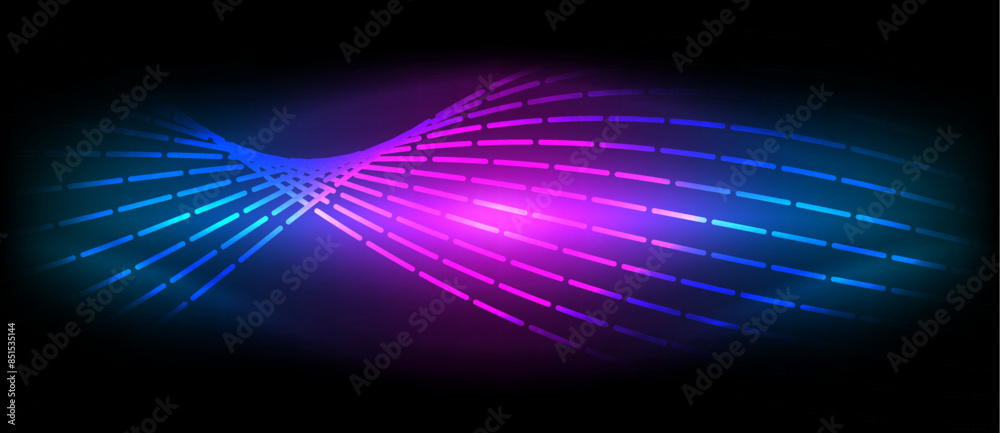 Naklejka premium Neon wave lines with blend effect. Vector Illustration For Wallpaper, Banner, Background, Card, Book Illustration, landing page