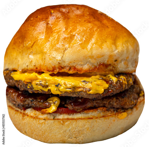 Double Cheeseburger Close-Up with Melted Cheese
