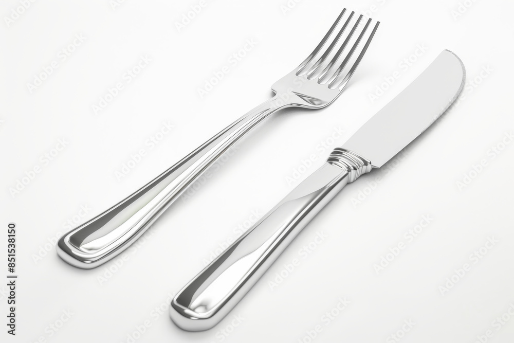 stainless steel knife and fork isolated on a white background stainless steel knife and fork isolated on a white background