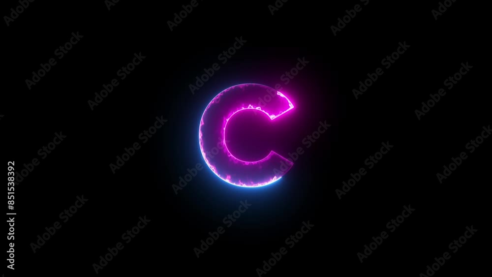Glowing neon blue and purple alphabet Glowing neon blue and purple alphabet