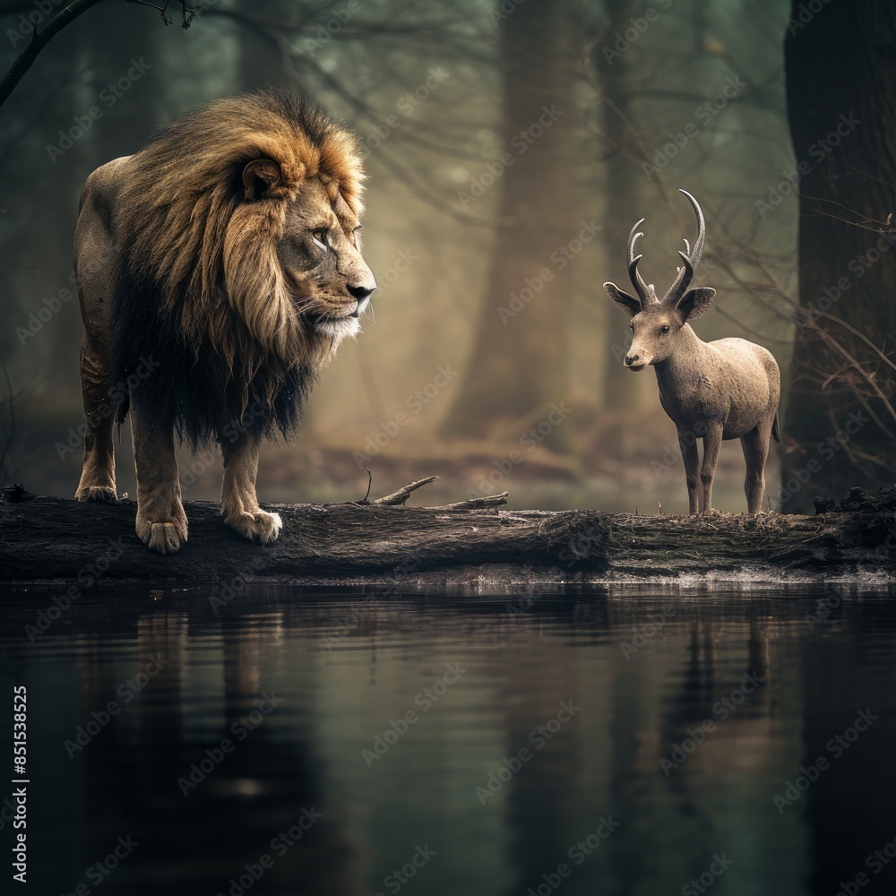 Naklejka premium lion wildlife in nature professional photography