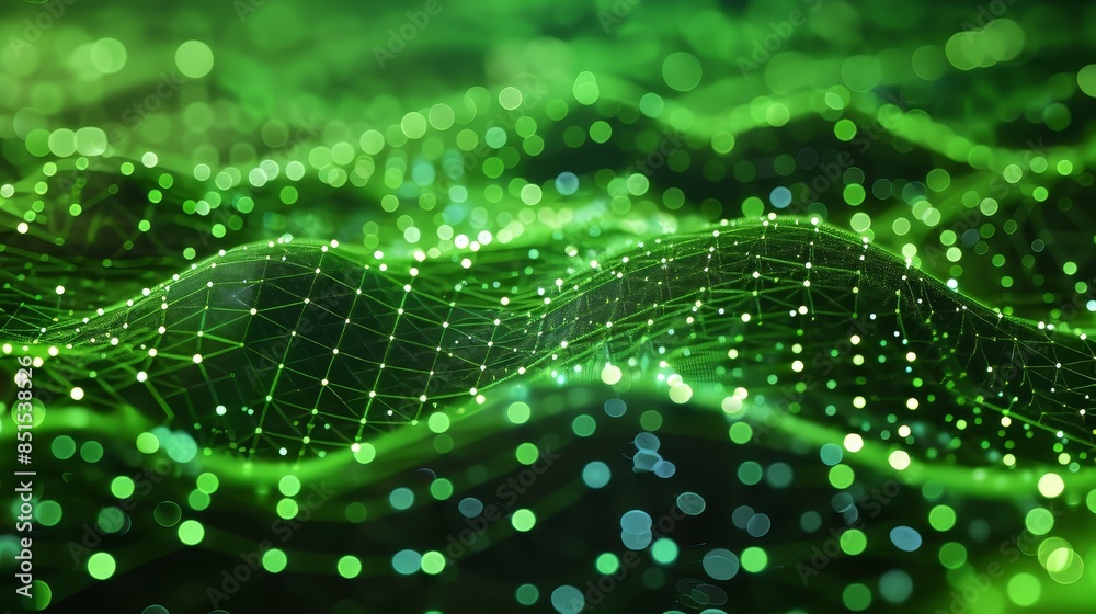 Abstract Green Network With Light Points Abstract Green Network With Light Points