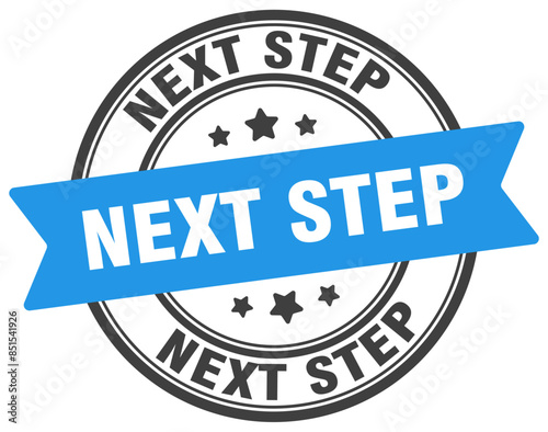 next step stamp. next step label on transparent background. round sign