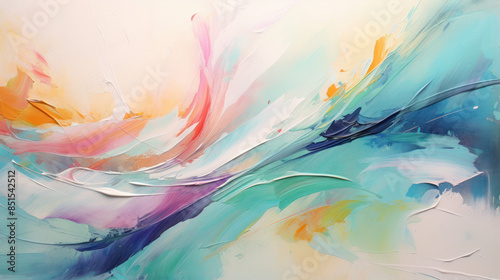 Dynamic and Textured Abstract Art Close-Up. Vibrant Oil Brushstrokes and Palette Knife Techniques on Canvas