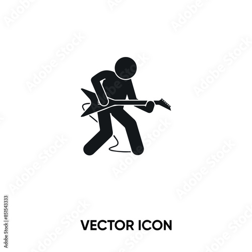 Rock star vector icon . Modern, simple flat vector illustration for website or mobile app. Man with guitar symbol, logo illustration. Pixel perfect vector graphics	
