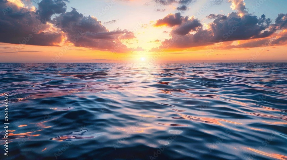 Sunset over calm ocean, Sunset over calm ocean,