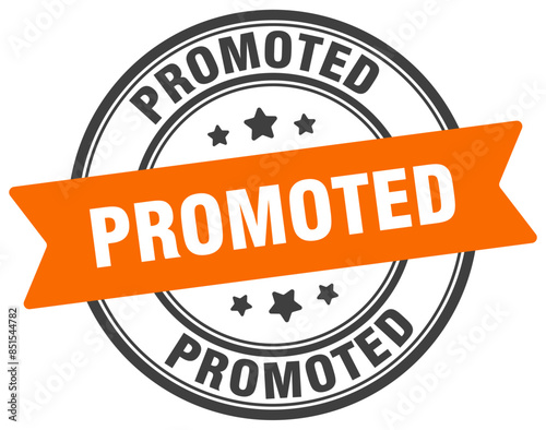 promoted stamp. promoted label on transparent background. round sign