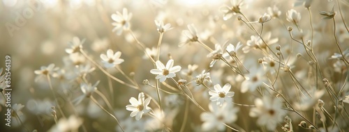 White wildflowers in a field, © nattapon98