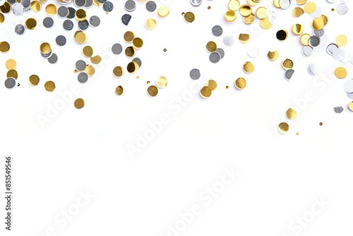 Gold silver confetti border treasure paper money.