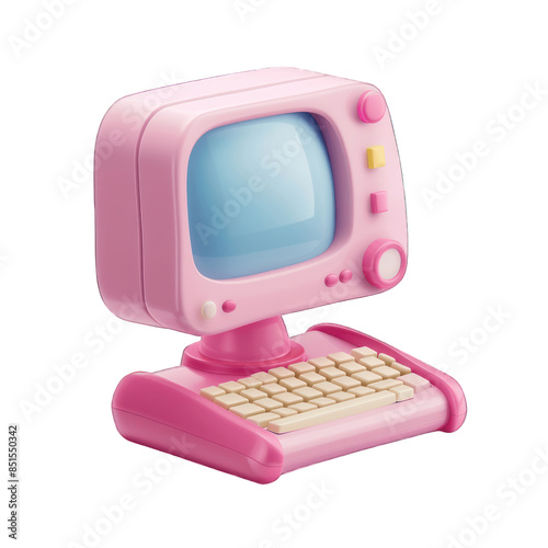 Vintage Pink Computer Illustration