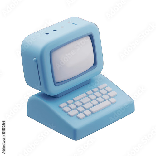 Vintage Blue Computer Illustration