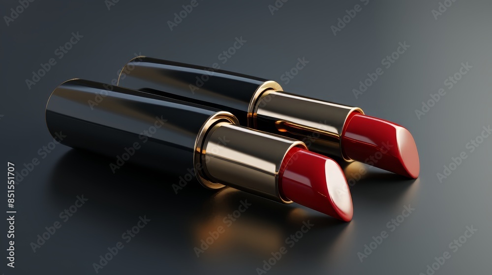 Red Lipstick Tubes on Black Background Red Lipstick Tubes on Black Background