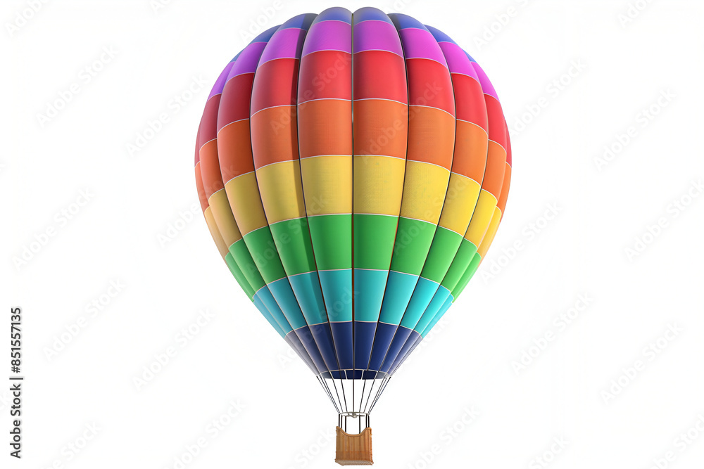Fototapeta premium A beautiful and colorful hot air balloon isolated white background , Colorful rainbow hot air balloon , Striped hot air balloon 