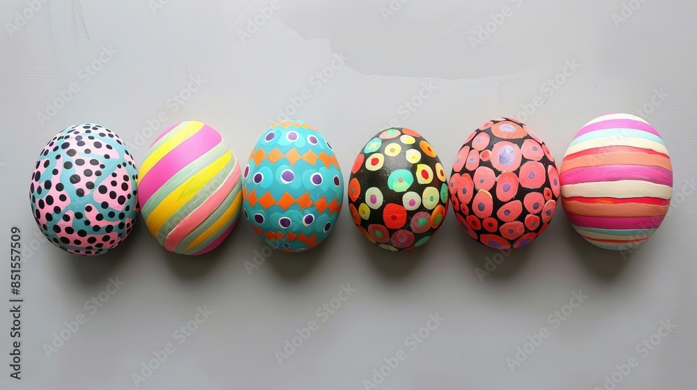 Polka dot and striped Easter eggs,
