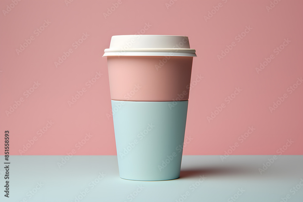 3d Modern Coffee cup mock up, light pink and light aquamarine colors 3d Modern Coffee cup mock up, light pink and light aquamarine colors
