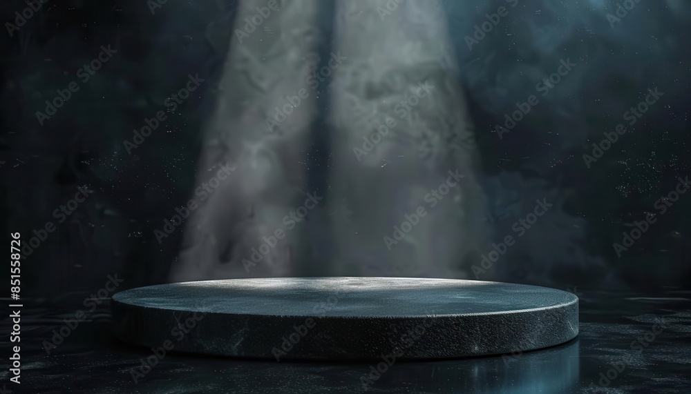 dark smoky podium display with spotlight on black background abstract product platform 3d rendering dark smoky podium display with spotlight on black background abstract product platform 3d rendering