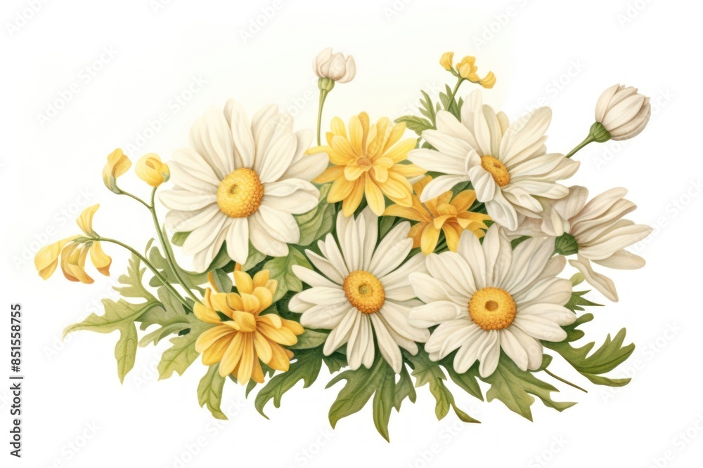 Fototapeta premium Daisy bouquet painting flower plant.