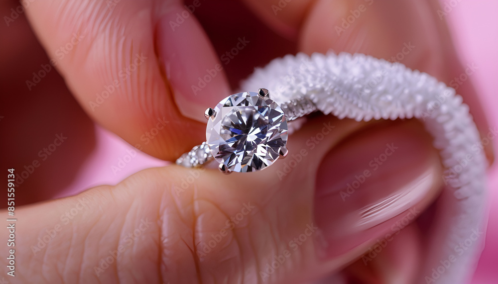 Jeweler cleaning diamond ring with microfiber cloth, closeup Jeweler cleaning diamond ring with microfiber cloth, closeup