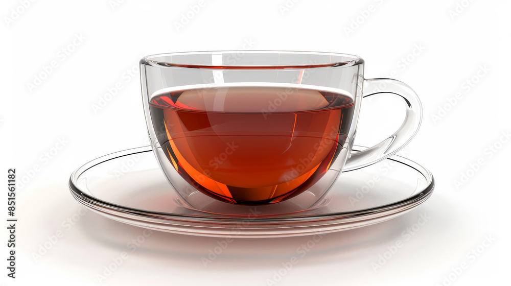 glass cup of tea with saucer isolated on white background glass cup of tea with saucer isolated on white background