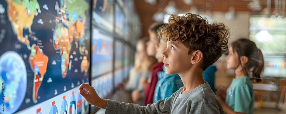 Obraz premium Children Exploring Renewable Energy Sources through Interactive Classroom Displays