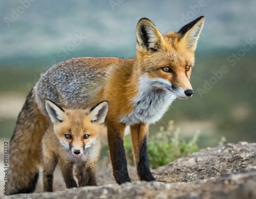 Fuchs mit Baby in der Wildniss  photo