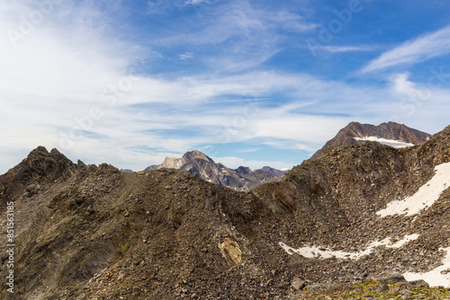 Mountain panorama with summits Hohe Weisse and Hochwilde in Ötztal Alps, South Tyrol, Italy photo