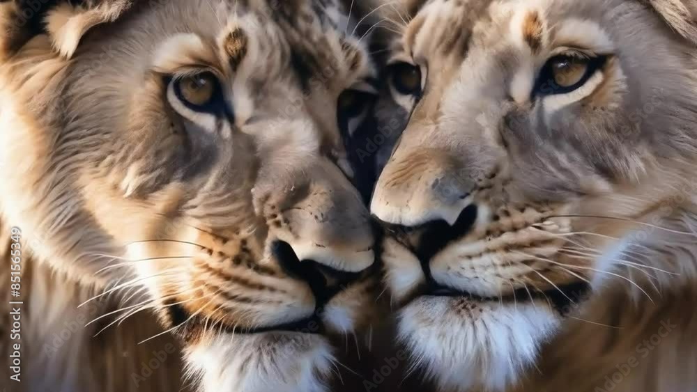 Intimate Closeup of Lion Pair in the Wild Intimate Closeup of Lion Pair in the Wild