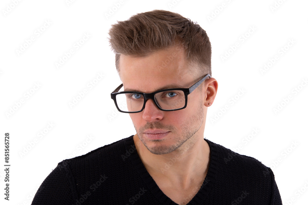 Young attractive man posing over white background. Young attractive man posing over white background.