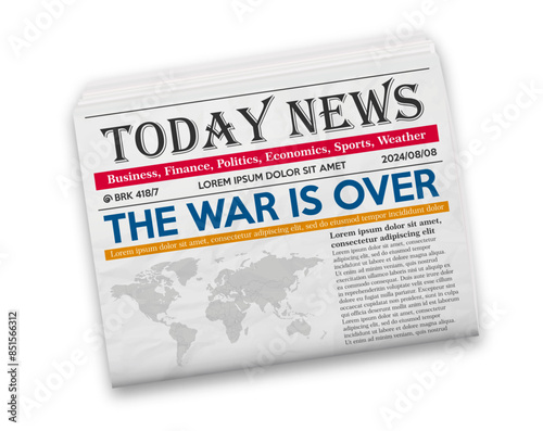 Realistic vector illustration of color newspaper layout isolated background