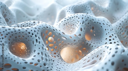 A close-up of a texture that resembles a sponge or a piece of fabric with a lot of holes in it.