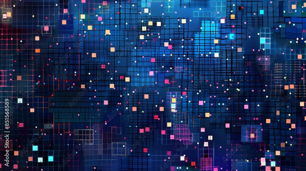 Digital pixel patterns depicting data and communication on it services themed background Digital pixel patterns depicting data and communication on it services themed background