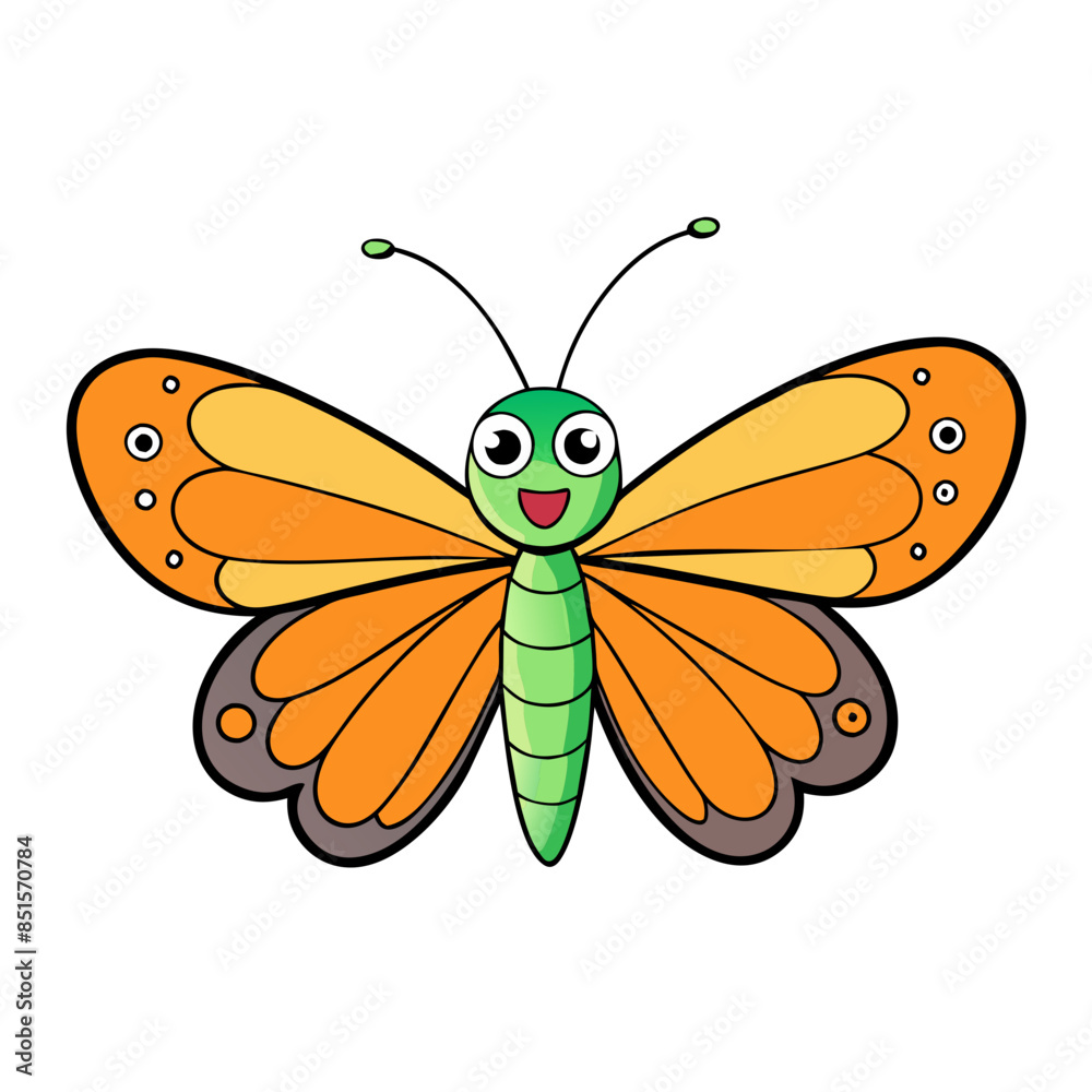 cartoon illustration of an elegant butterfly with open wings. cartoon illustration of an elegant butterfly with open wings.