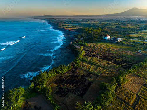 Cliff sea coast near Tanah Lot, Bali, Indonesia.