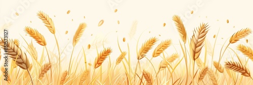 Golden Wheat Field Close Up With Ears and Stalks of Plants